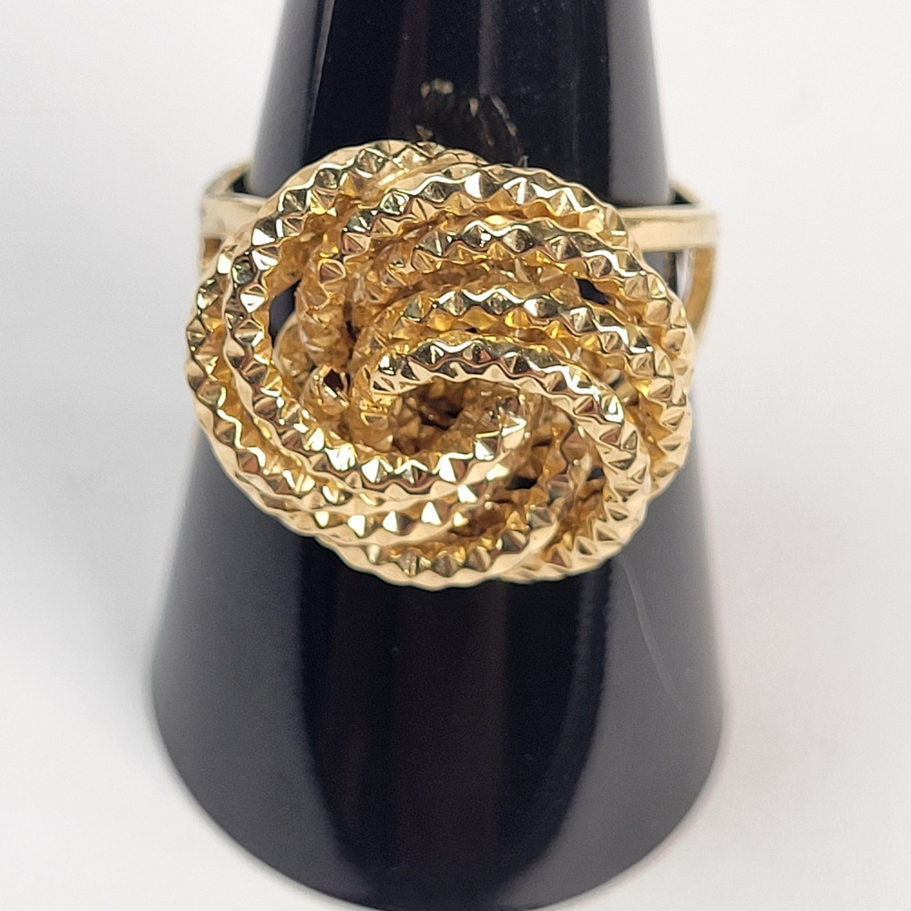 OT Gold Vermeil 925 Sterling Silver Textured Love Knot Rose Ring Turkey‎ Size 9 - Picture 3 of 8